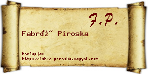 Fabró Piroska névjegykártya