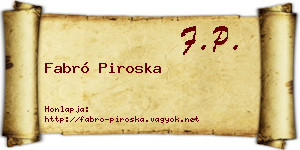 Fabró Piroska névjegykártya